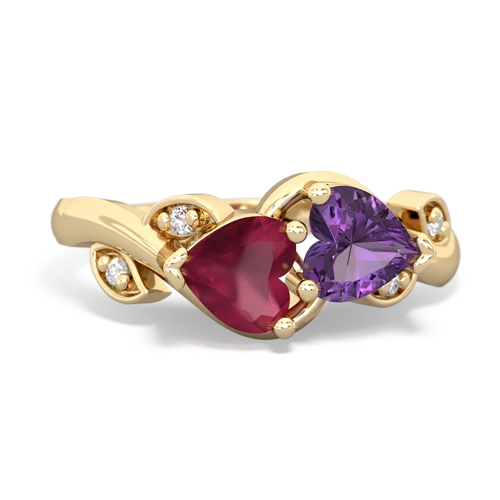 ruby-amethyst floral keepsake ring