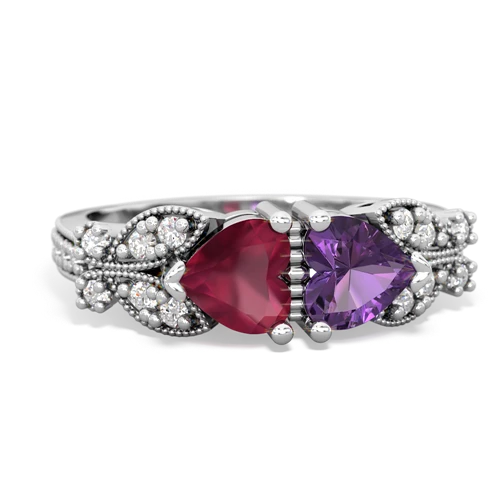 ruby-amethyst keepsake butterfly ring