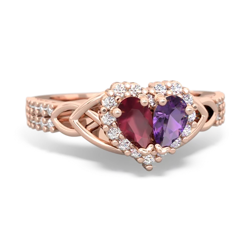 Ruby Genuine Ruby with Genuine Amethyst Celtic Knot Engagement ring Ring