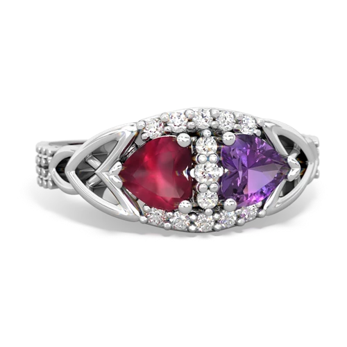 Ruby Genuine Ruby with Genuine Amethyst Celtic Knot Engagement ring Ring