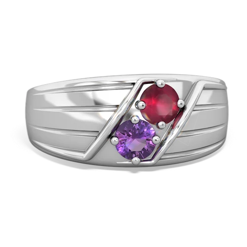 ruby-amethyst mens ring