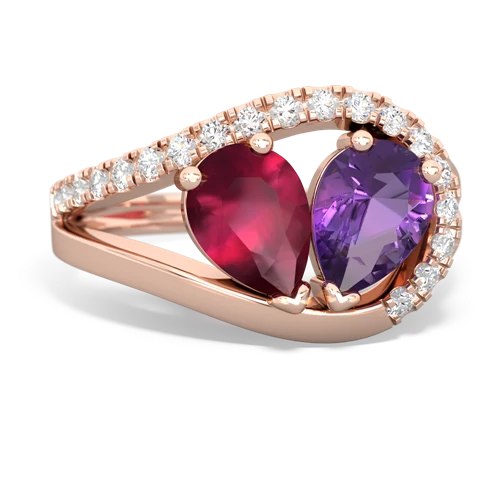 ruby-amethyst pave heart ring