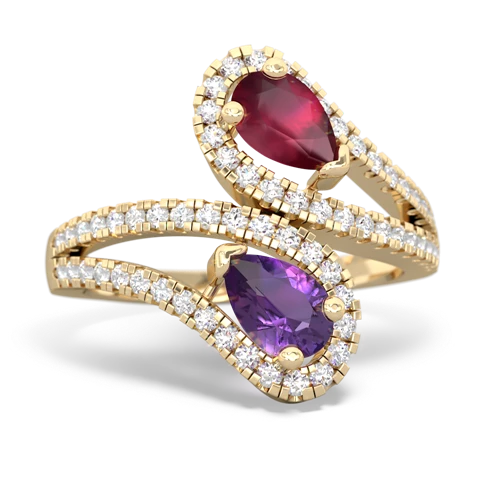 Ruby Genuine Ruby with Genuine Amethyst Diamond Dazzler ring Ring