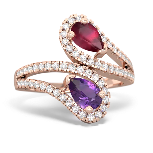 ruby-amethyst pave swirls ring