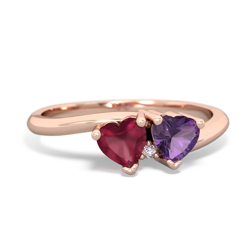 Ruby Genuine Ruby with Genuine Amethyst Sweetheart's Promise ring Ring