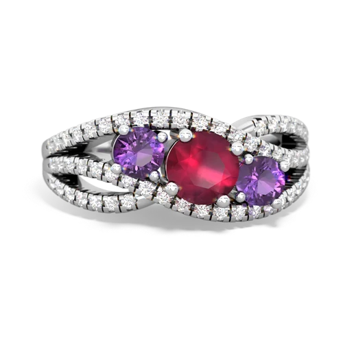 ruby-amethyst three stone pave ring