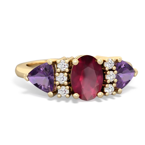 Ruby Genuine Ruby with Genuine Amethyst and Genuine Peridot Antique Style Three Stone ring Ring