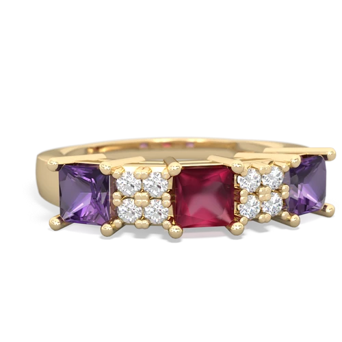 Ruby Genuine Ruby with Genuine Amethyst and Genuine Swiss Blue Topaz Three Stone ring Ring
