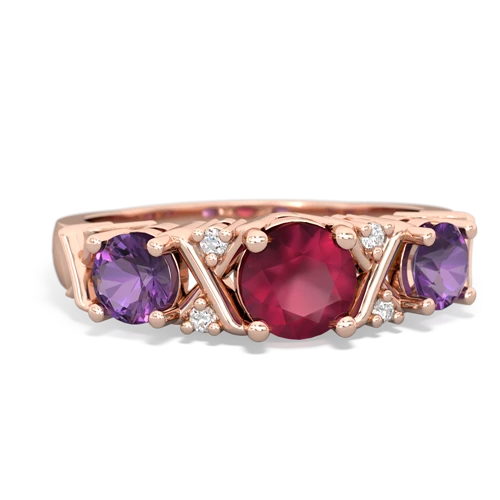 Ruby Genuine Ruby with Genuine Amethyst and  Hugs and Kisses ring Ring