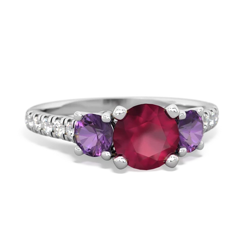 Ruby Genuine Ruby with Genuine Amethyst and  Pave Trellis ring Ring