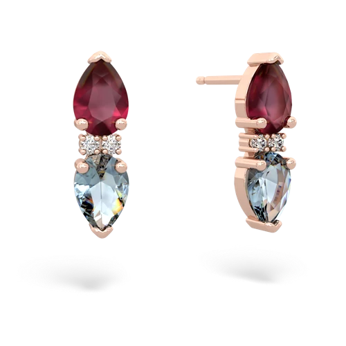 ruby-aquamarine bowtie earrings