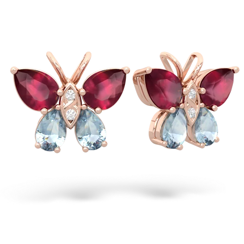 ruby-aquamarine butterfly earrings
