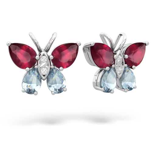 ruby-aquamarine butterfly earrings