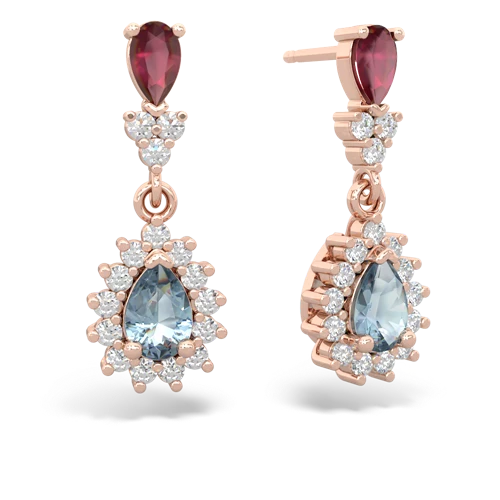 ruby-aquamarine dangle earrings