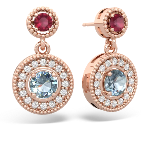 ruby-aquamarine halo earrings