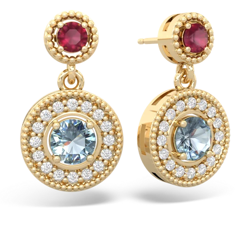 ruby-aquamarine halo earrings