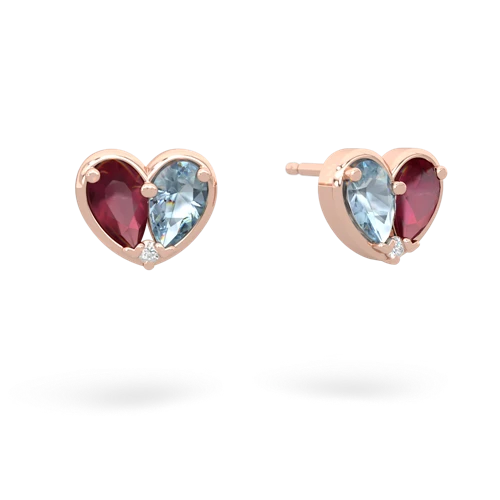 ruby-aquamarine one heart earrings