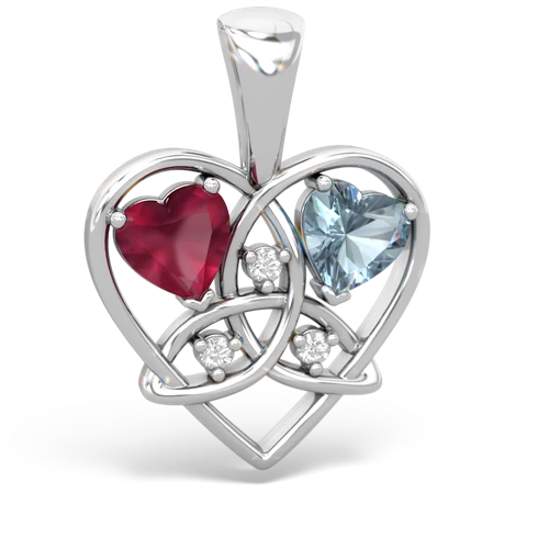 ruby-aquamarine celtic heart pendant