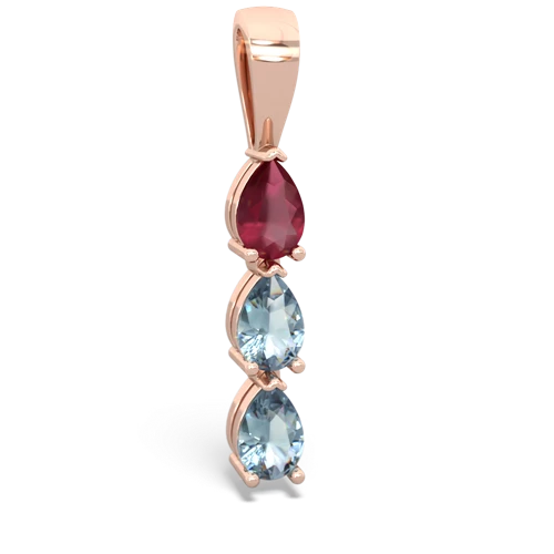 Genuine Ruby with Genuine Aquamarine and Genuine Aquamarine Three Stone pendant