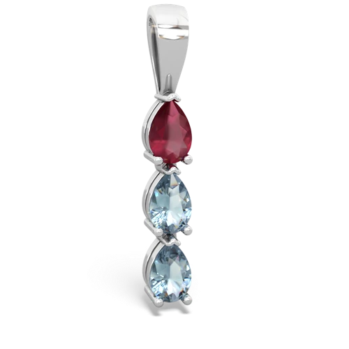 ruby-aquamarine three stone pendant