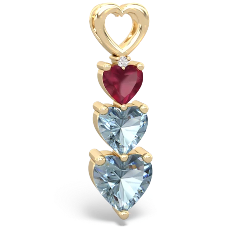 Genuine Ruby with Genuine Aquamarine and Genuine Aquamarine Past Present Future pendant