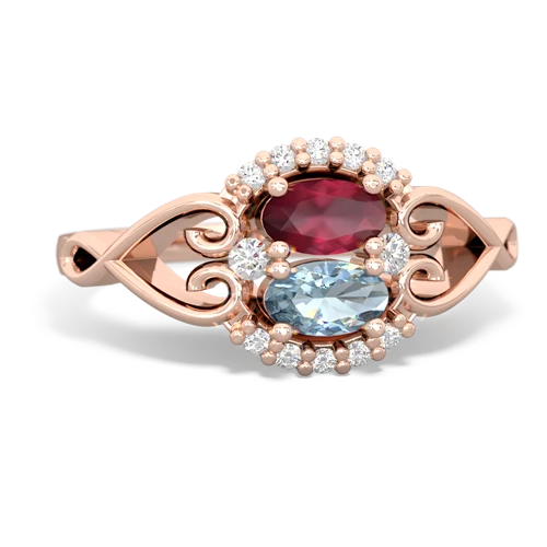 ruby-aquamarine antique keepsake ring