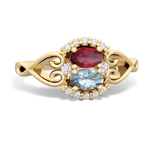 ruby-aquamarine antique keepsake ring