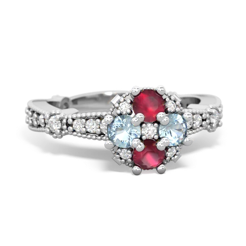 ruby-aquamarine art deco engagement ring