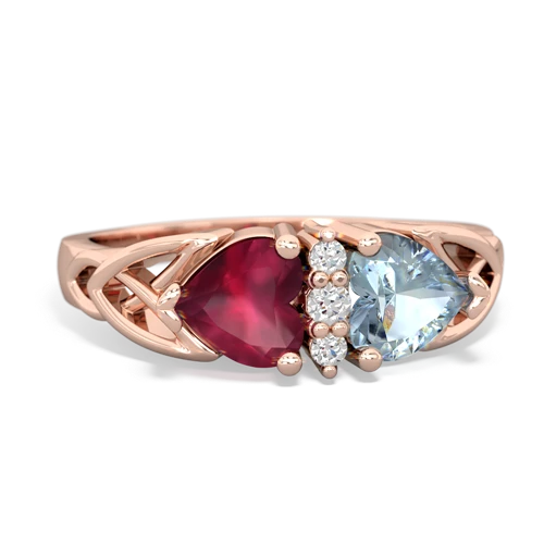 ruby-aquamarine celtic ring