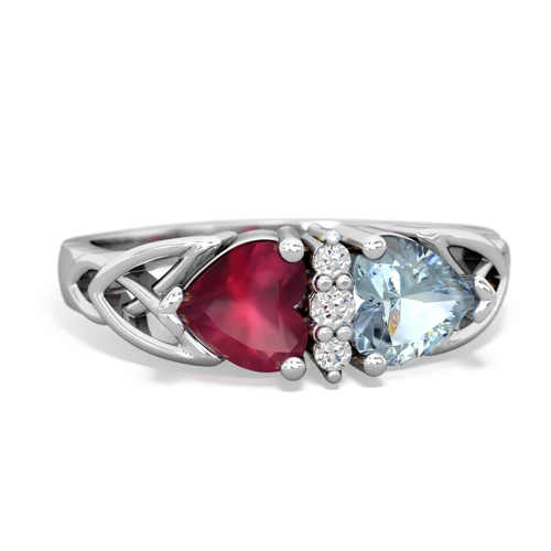 ruby-aquamarine celtic ring