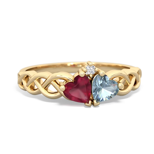 ruby-aquamarine celtic braid ring