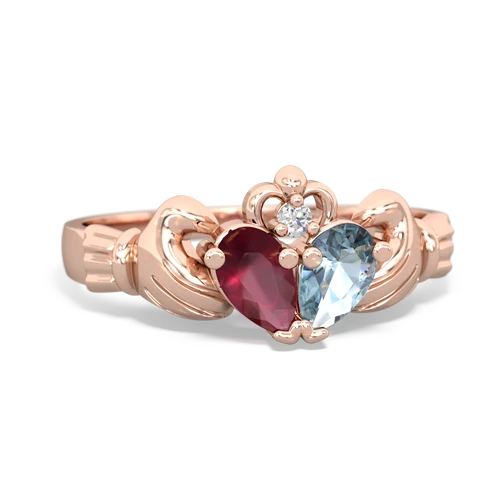 ruby-aquamarine claddagh ring
