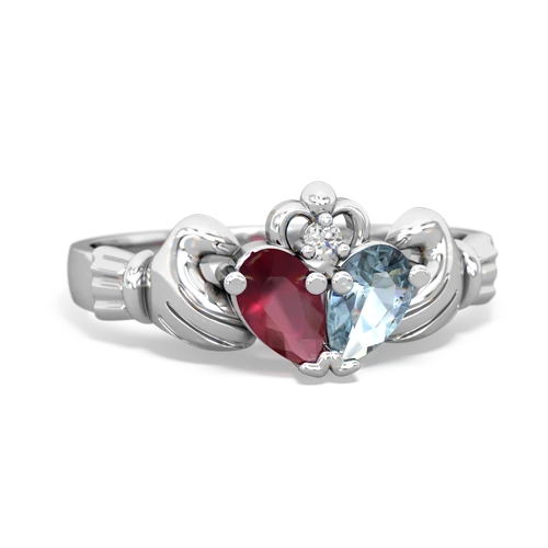 ruby-aquamarine claddagh ring