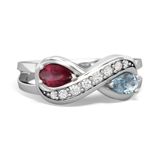 ruby-aquamarine diamond infinity ring