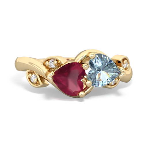 ruby-aquamarine floral keepsake ring