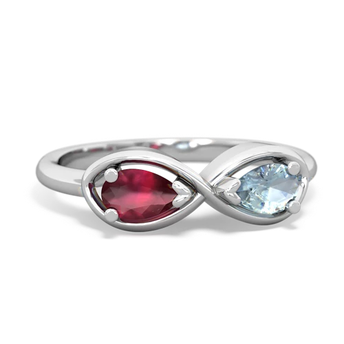 ruby-aquamarine infinity ring