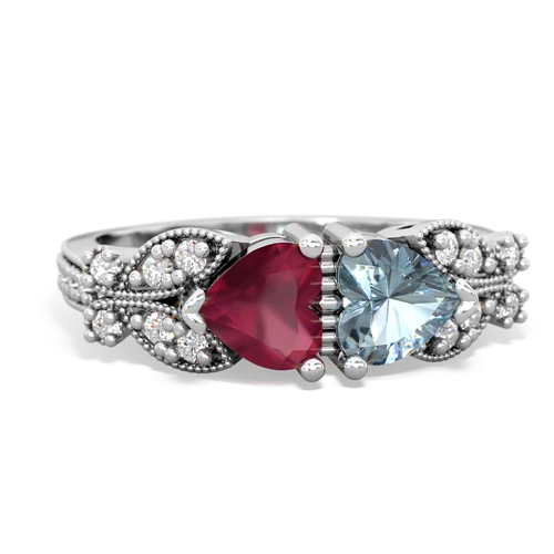 ruby-aquamarine keepsake butterfly ring