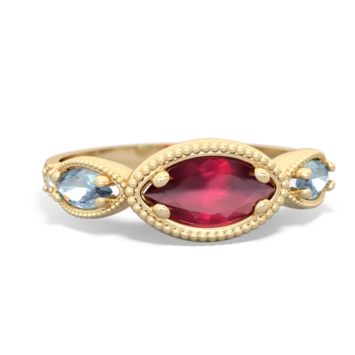 ruby-aquamarine milgrain marquise ring