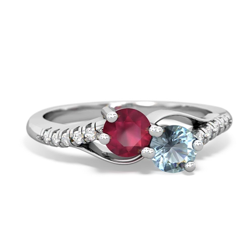 ruby-aquamarine two stone infinity ring