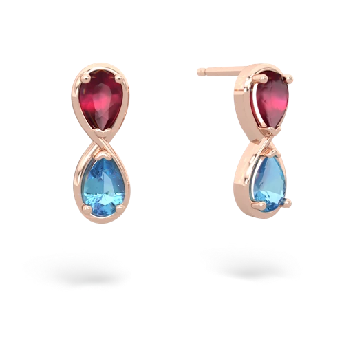 ruby-blue topaz infinity earrings