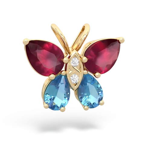 ruby-blue topaz butterfly pendant
