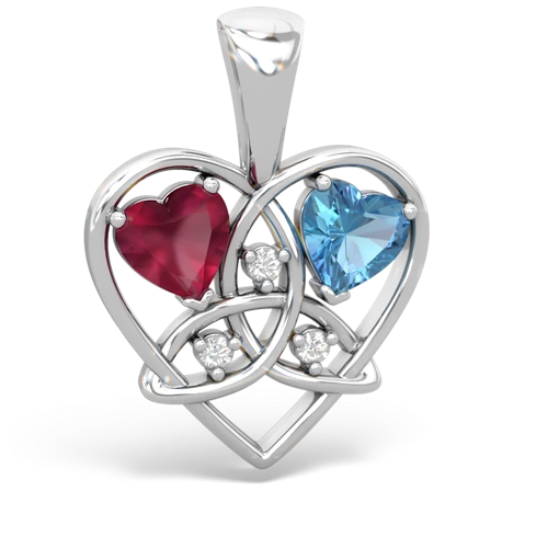 ruby-blue topaz celtic heart pendant