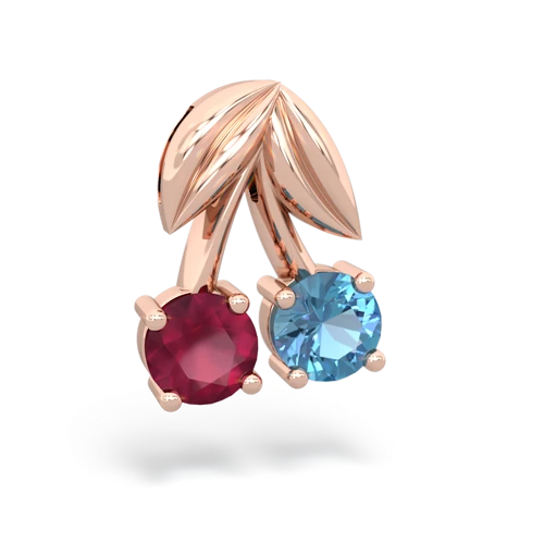 ruby-blue topaz cherries pendant