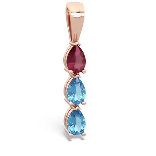 Ruby Genuine Ruby with Genuine Swiss Blue Topaz and Genuine Opal Three Stone pendant Pendant