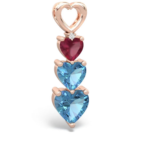 ruby-blue topaz three stone pendant