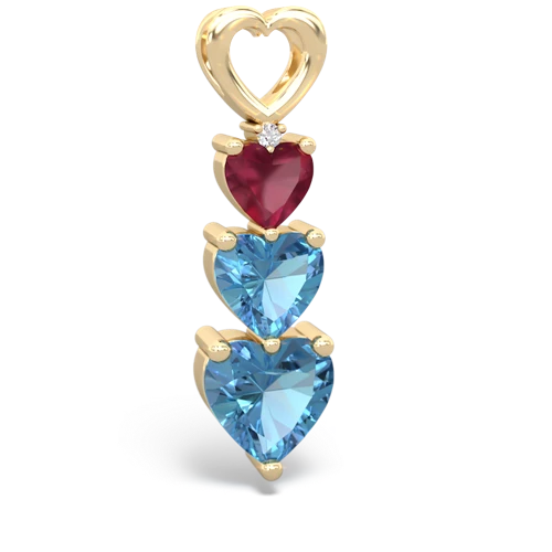 Genuine Ruby with Genuine Swiss Blue Topaz and Genuine Swiss Blue Topaz Past Present Future pendant