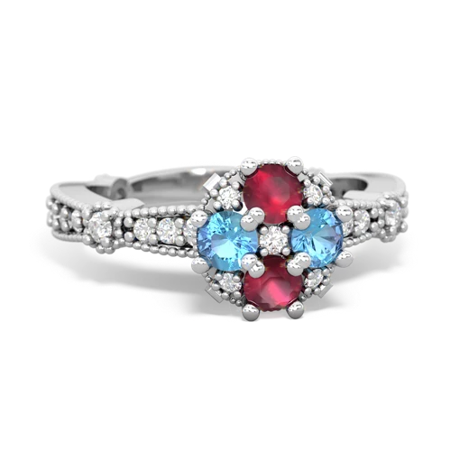 ruby-blue topaz art deco engagement ring