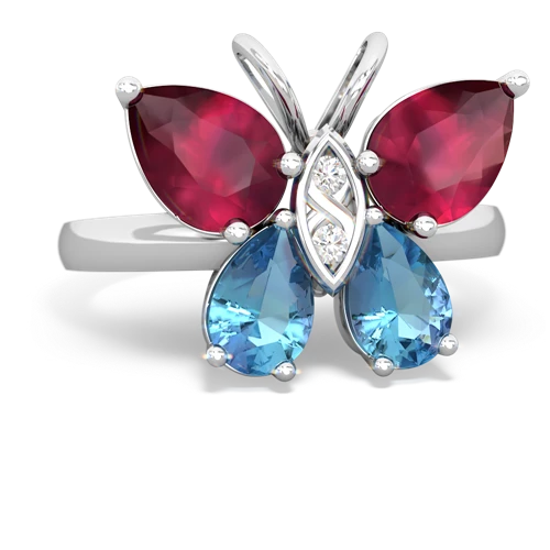 ruby-blue topaz butterfly ring