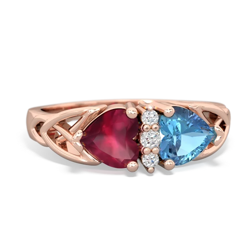 ruby-blue topaz celtic ring