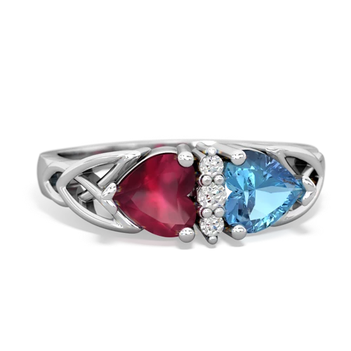 ruby-blue topaz celtic ring